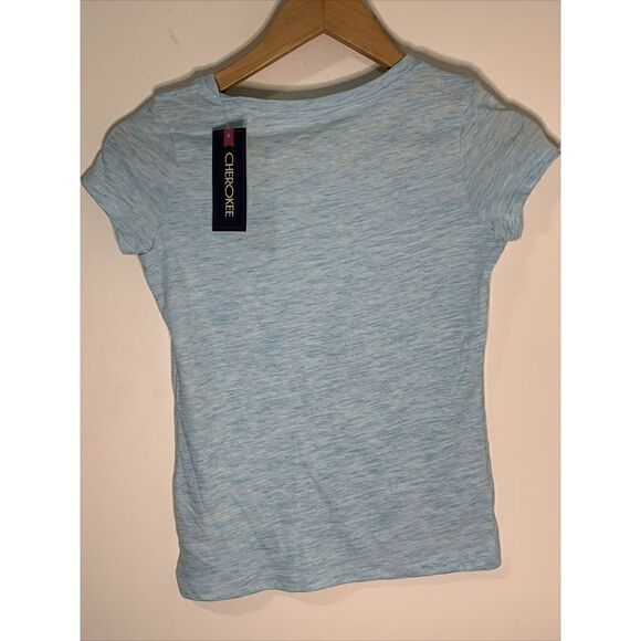 Girl's Cherokee V-Neck T-Shirt Size M 7/8 Turquoise Gaiety - Picture 2 of 3